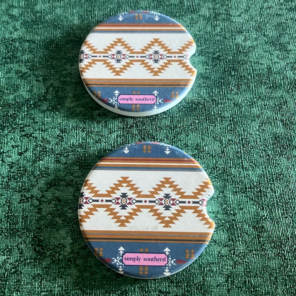Simply Southern Car Coasters Set of 2 “Aztec” design New